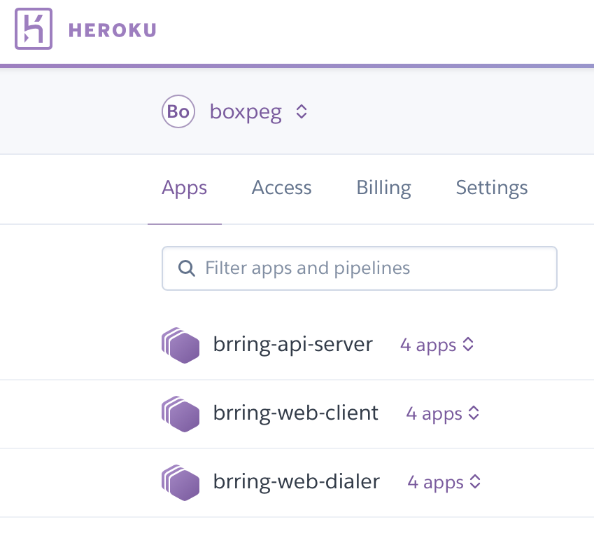 Heroku Apps Small View