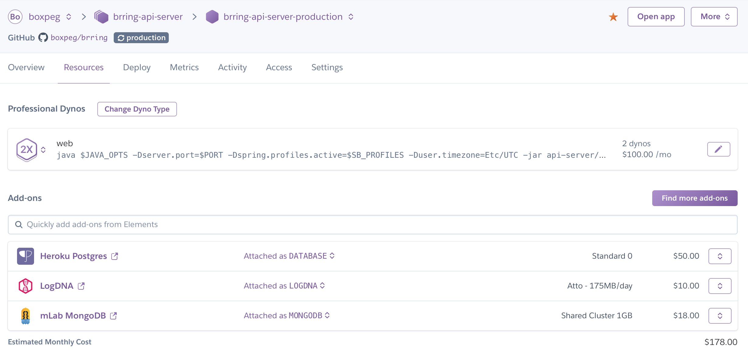 Heroku Resources And Add Ons For Api Server