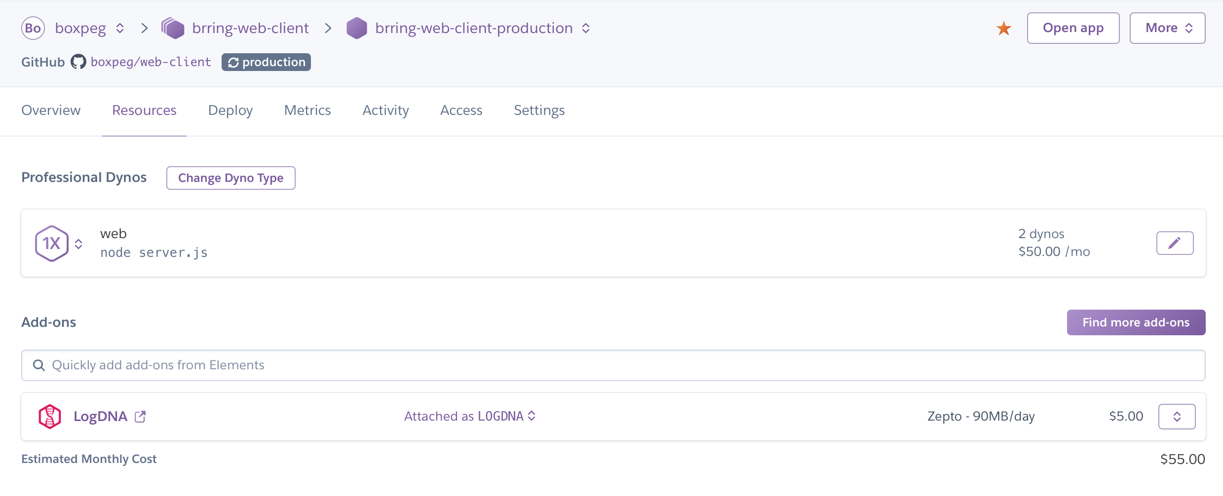 Heroku Resources And Add Ons For Web Client